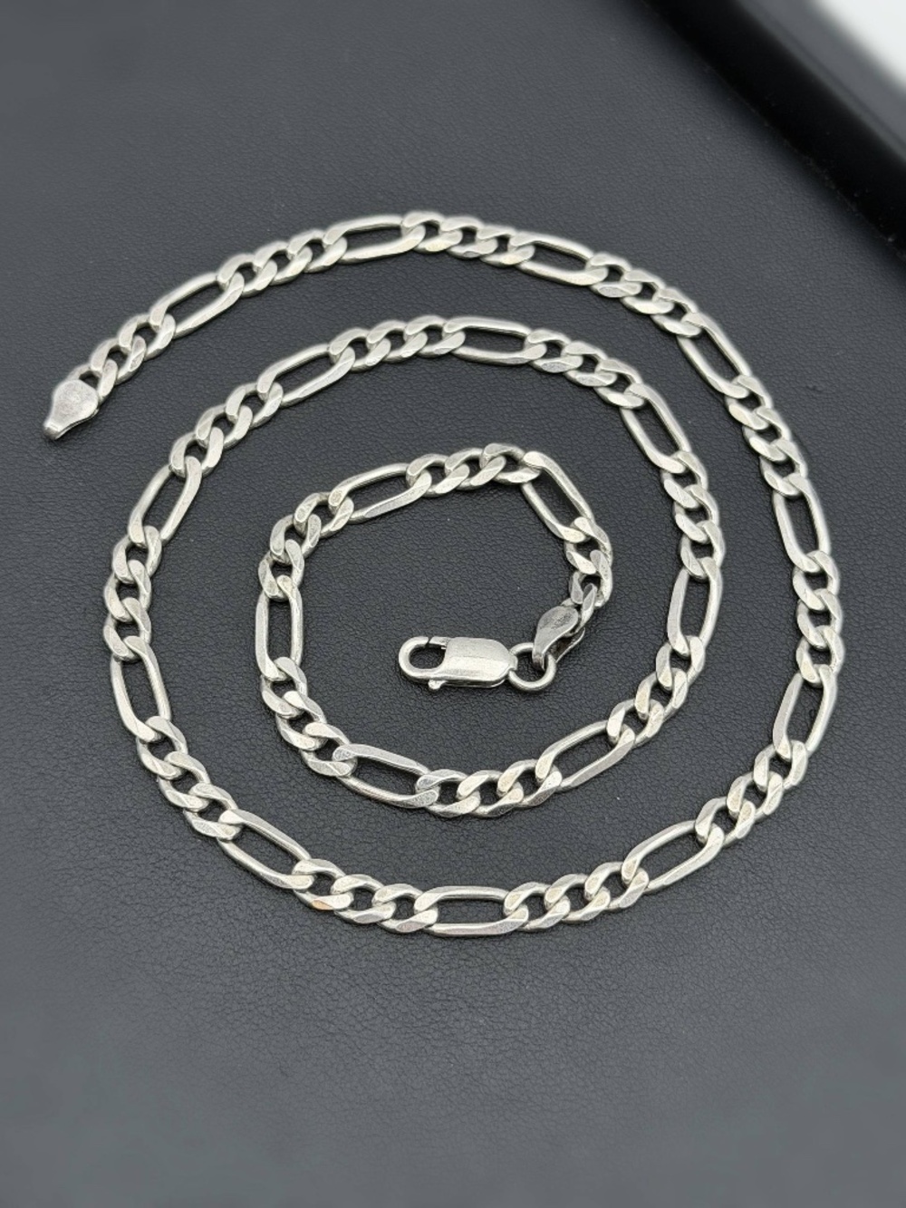 Italy 925 Sterling Silver solid Figaro Chain Necklace 20.5” 6mm